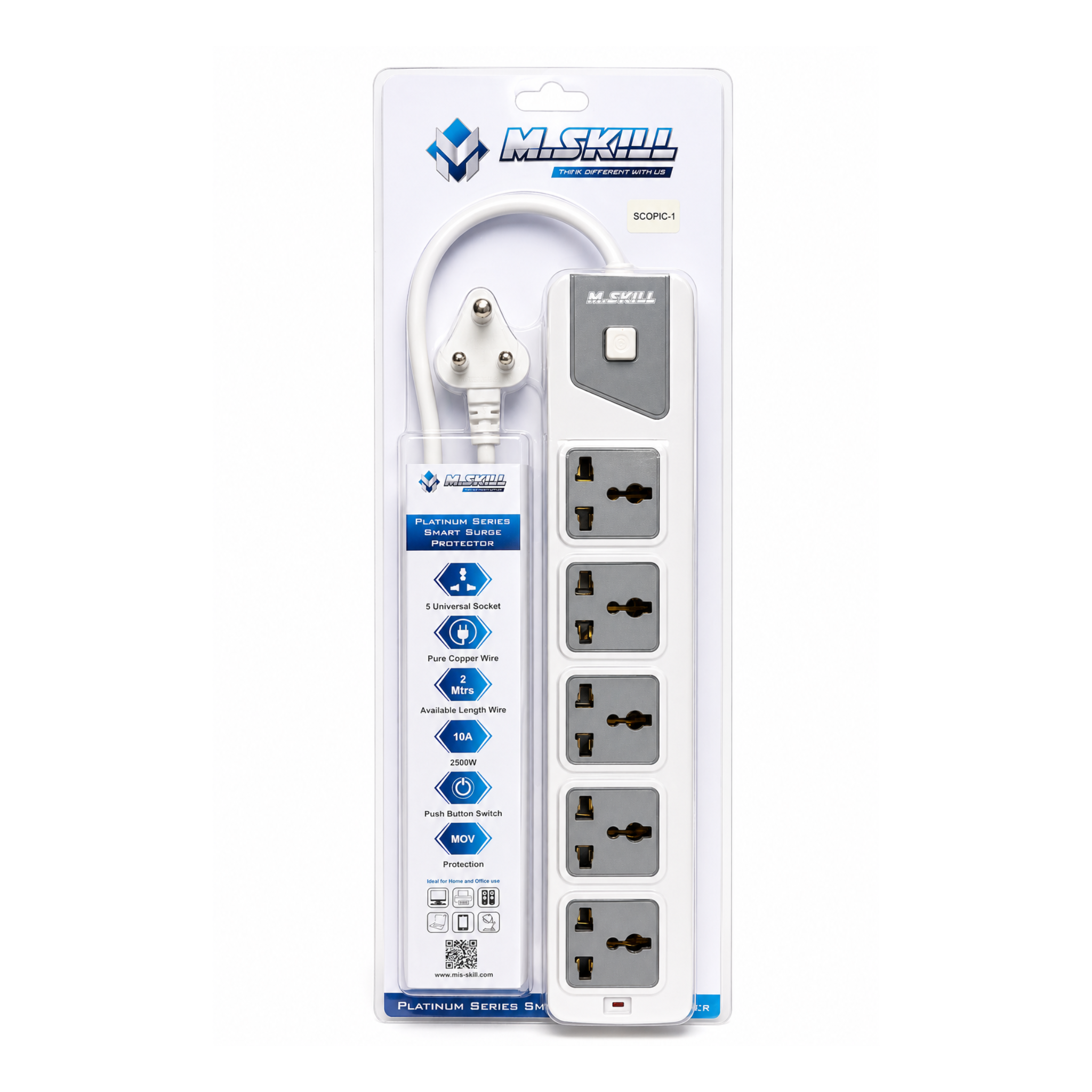 M.SKILL Smart Surge Protector 5 Socket Box