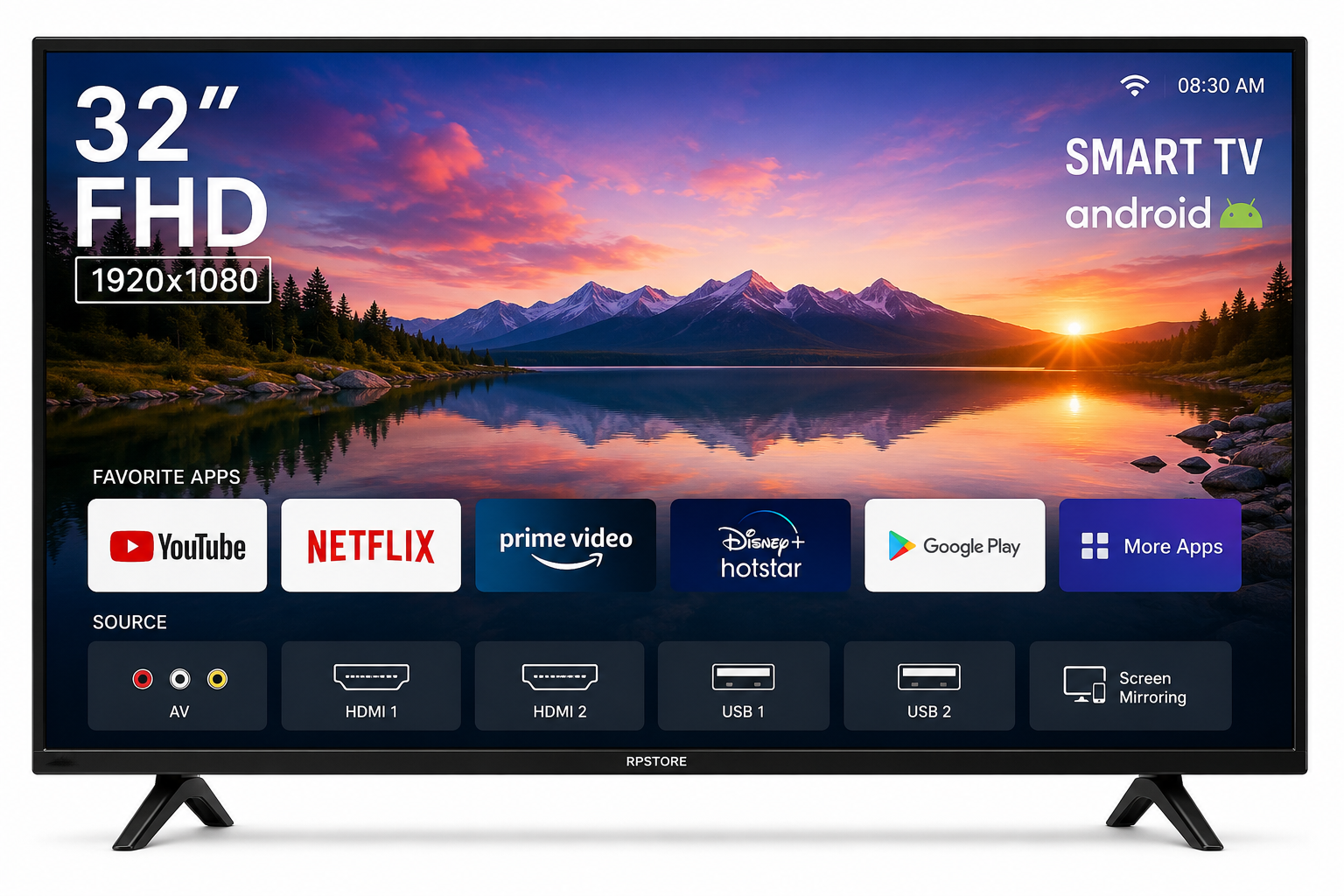 RP 32 Inch Smart LED FHD TV | Full HD 1080p | 1GB RAM + 8GB ROM | Android Smart TV