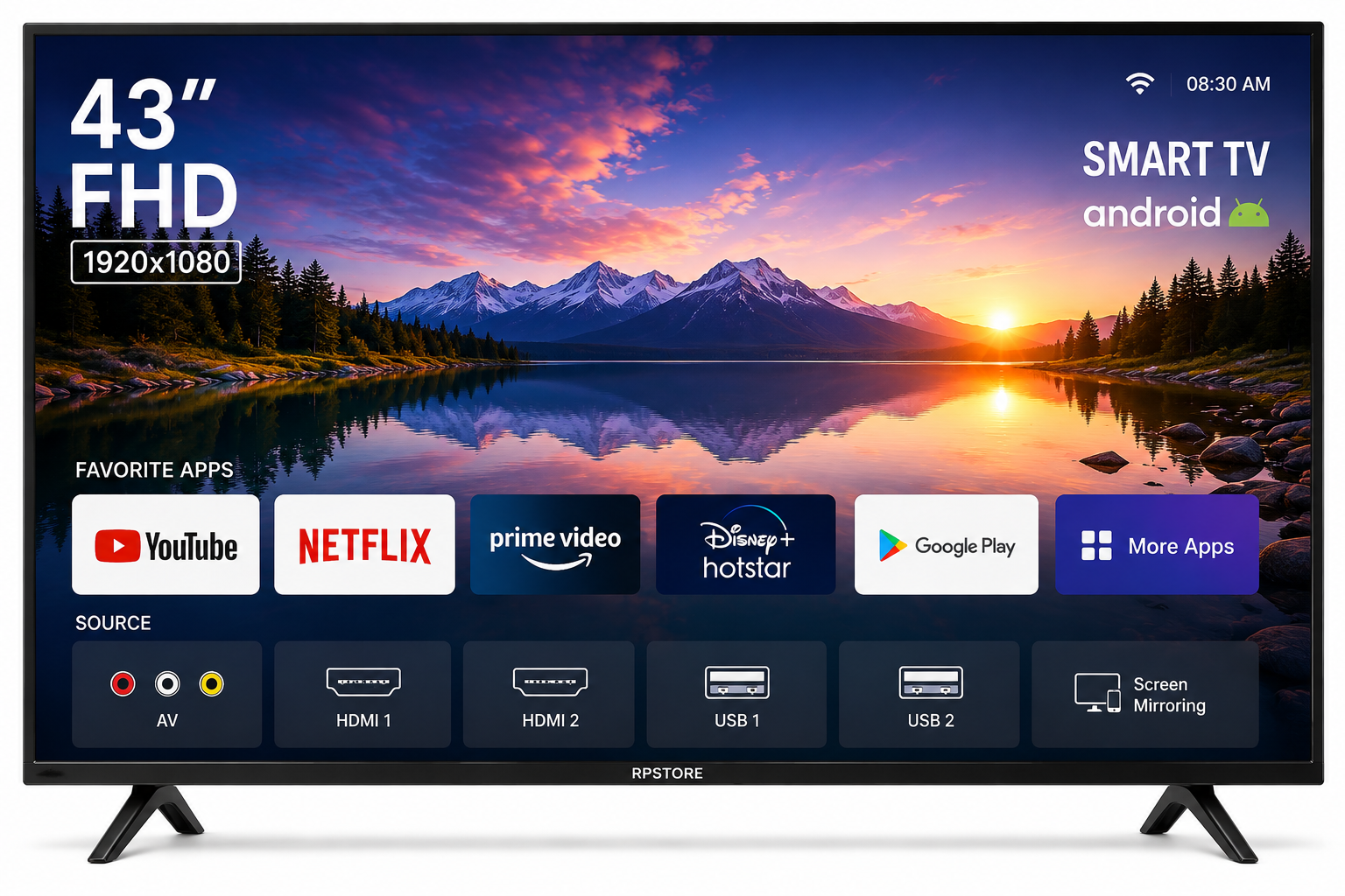 RP 43 Inch Smart LED FHD TV | Full HD 1080p | 1GB RAM + 8GB ROM | Android Smart TV
